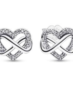 Sparkling Infinity Heart Stud Earrings Sterling Silver