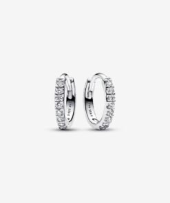 Sparkling Huggie Hoop Earrings Sterling Silver