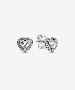 Elevated Heart Stud Earrings Sterling Silver