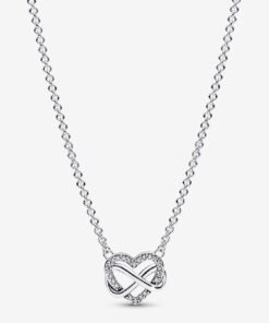 Sparkling Infinity Heart Collier Necklace Sterling Silver
