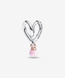 Two-tone Wrapped Heart Charm Sterling Silver