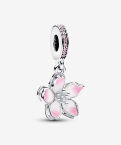 Cherry Blossom Dangle Charm Sterling Silver