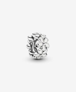White Daisy Flower Spacer Charm Sterling Silver