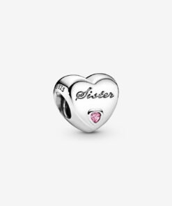 Sister Heart Charm Sterling Silver