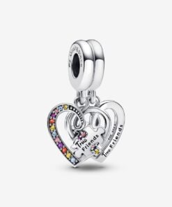 Puzzle Piece Hearts Splittable Friendship Dangle Charm Sterling Silver