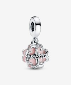 Four-leaf Clover Friendship Double Dangle Charm Sterling Silver