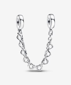Linked Hearts Safety Chain Sterling Silver