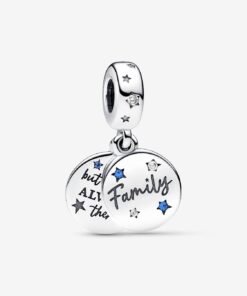 Family Love Double Dangle Charm Sterling Silver