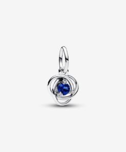 Blue Eternity Circle Dangle Charm Sterling Silver
