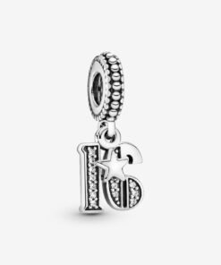 16th Celebration Charm Sterling Silver