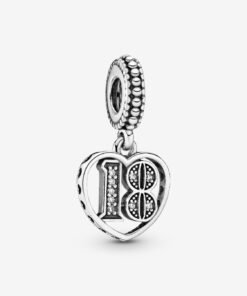 18th Celebration Dangle Charm Sterling Silver