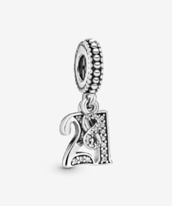 21st Celebration Dangle Charm Sterling Silver