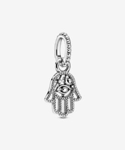 Protective Hamsa Hand Dangle Charm Sterling Silver
