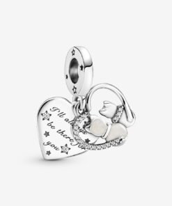 Cats & Hearts Dangle Charm Sterling Silver