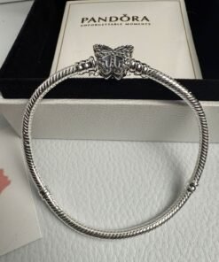 Moments Butterfly Clasp Snake Chain Bracelet Sterling Silver