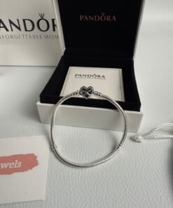 Moments Sparkling Infinity Heart Clasp Snake Chain Bracelet Sterling Silver