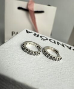 Sparkling Huggie Hoop Earrings Sterling Silver