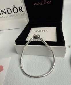Moments Heart & Snake Chain Bracelet Sterling Silver