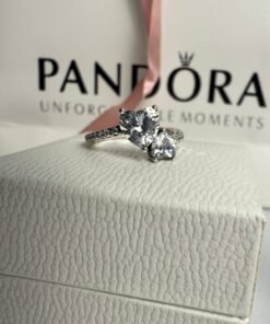 Double Heart Sparkling Ring Sterling Silver
